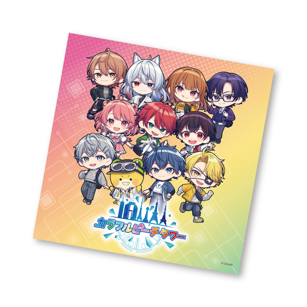 カラフルピーチ×タワー共通グッズ ハンドタオル(ミニキャラクターデザイン)